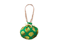 Bail Round Potli Bag with Pearl Beaded Handle - Green