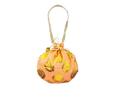 Bail Round Potli Bag with Pearl Beaded Handle - Baby-Pink - Image 2