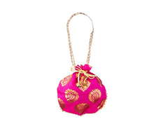 Bail Round Potli Bag with Pearl Beaded Handle - Yellow - Image 2