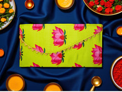 Bright Satin Lotus Shagun Envelope