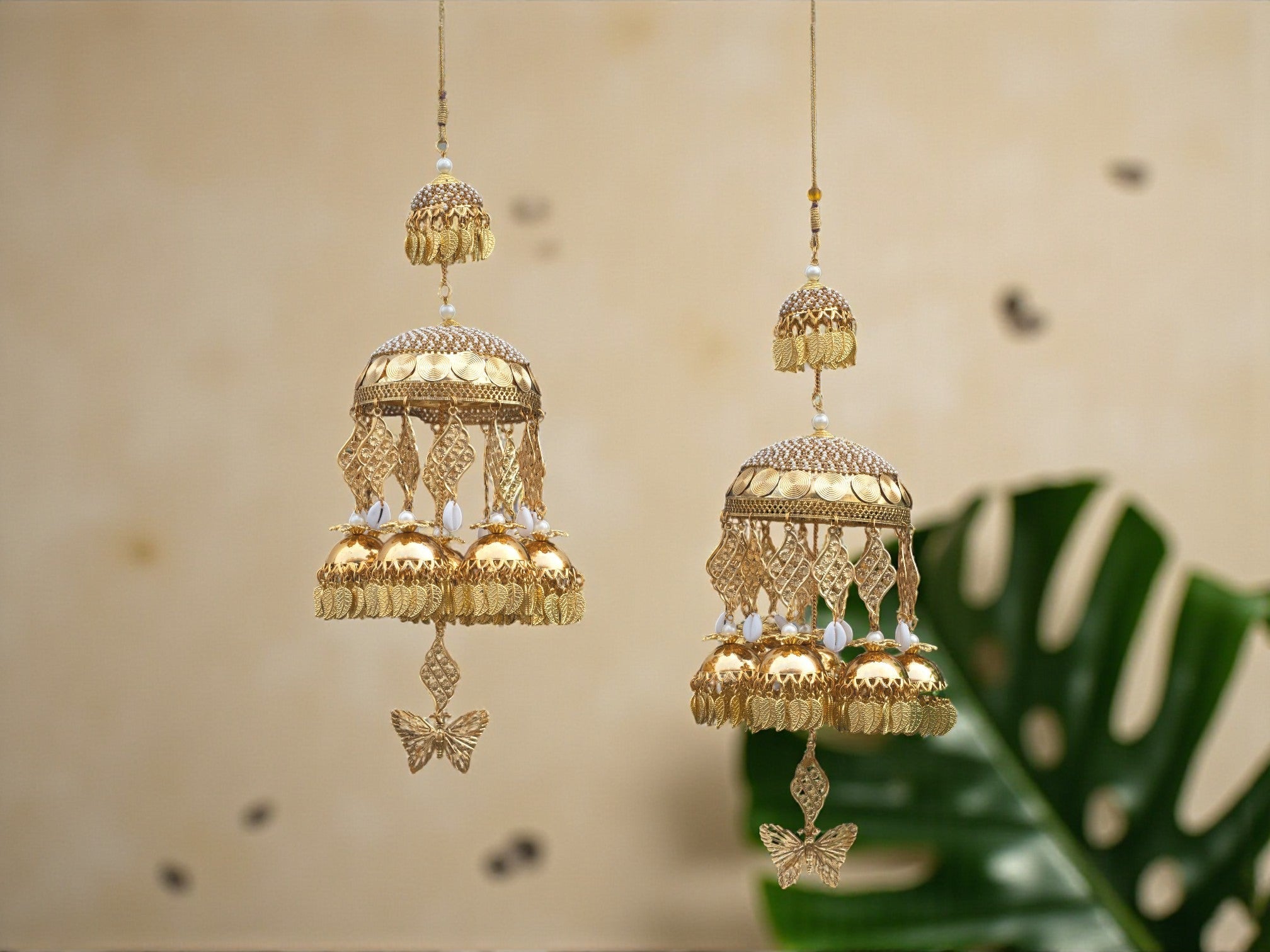 Elegant Golden Bridal Kaleera with Butterfly Detailing