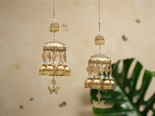 Elegant Golden Bridal Kaleera with Butterfly Detailing