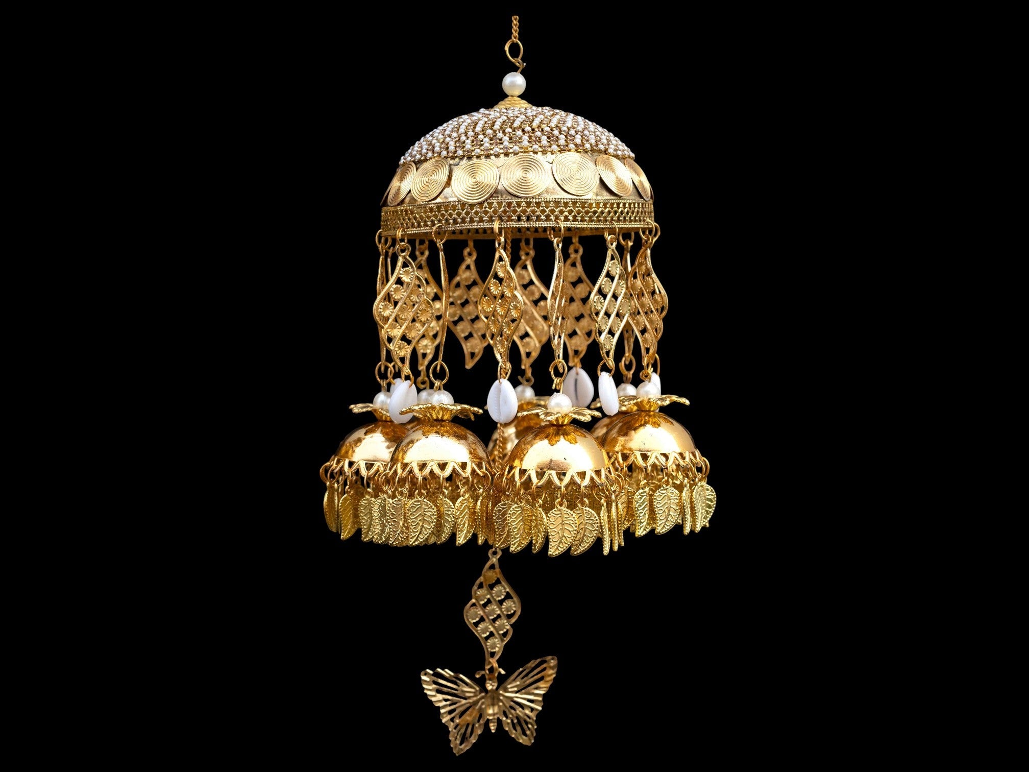 Elegant Golden Bridal Kaleera with Butterfly Detailing