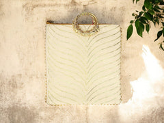Chevron Bag with Ring Handle - Beige - Image 1
