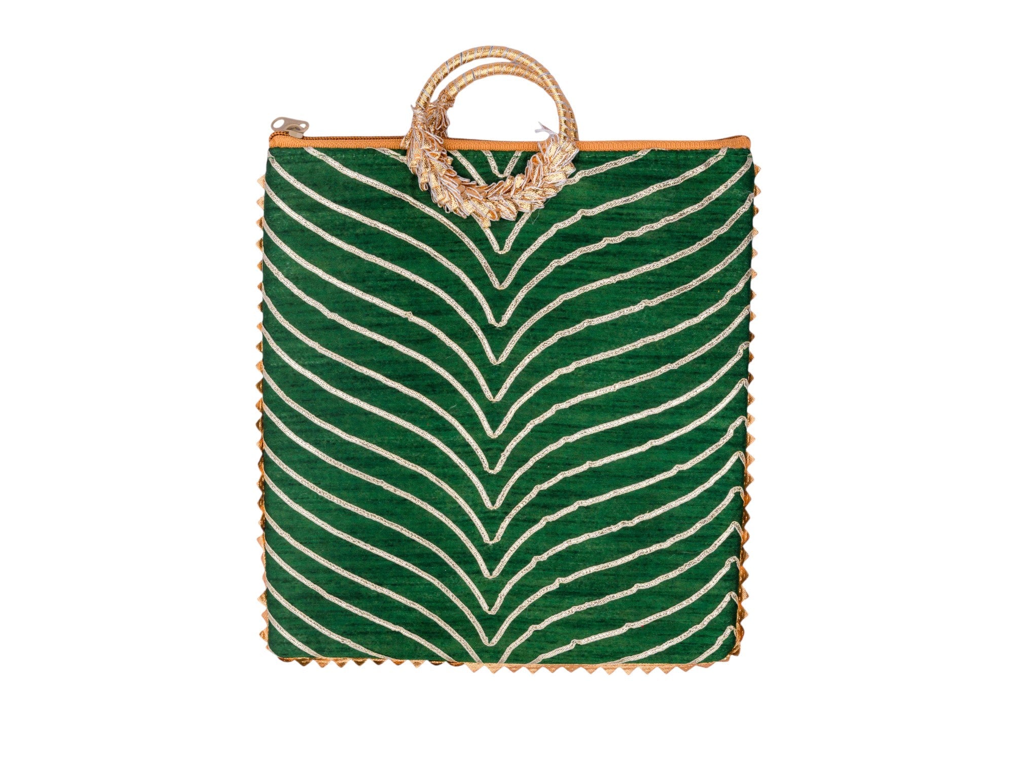 Chevron Bag with Ring Handle - Green - Image 2