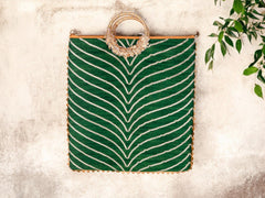 Chevron Bag with Ring Handle - Green - Image 1