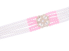 Classic Beaded Groom’s Mala with Floral Motifs - Pink