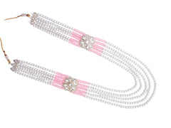 Classic Beaded Groom’s Mala with Floral Motifs - Pink