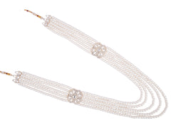 classic beaded groom’s mala with floral motifs white