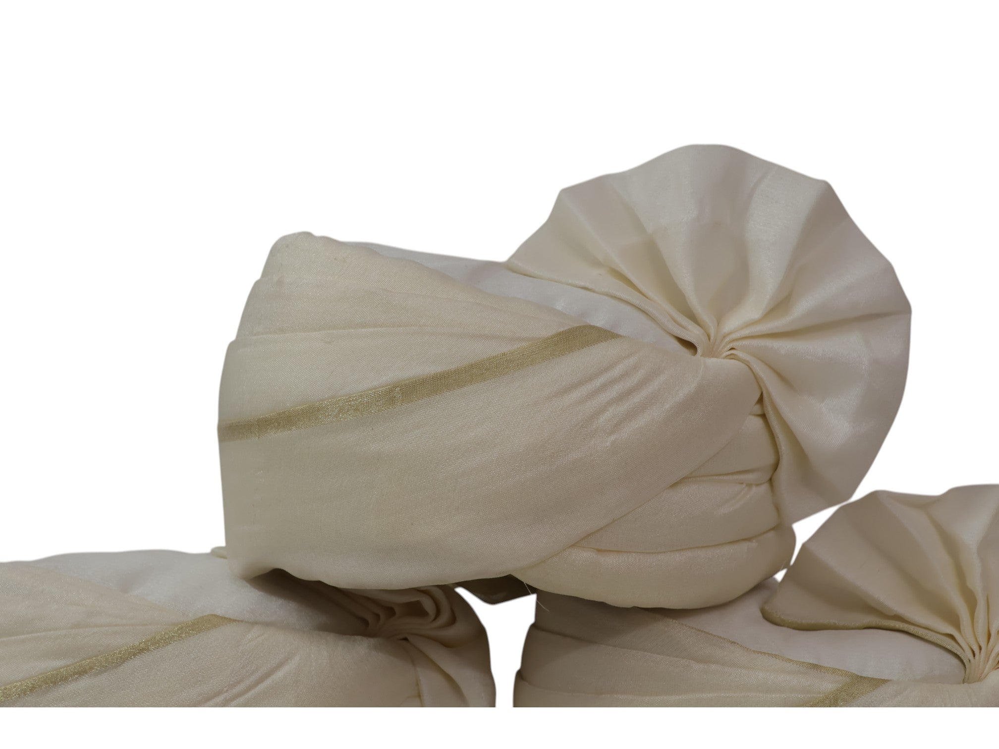 Cream Silk Baraati Pagdi with Golden Border