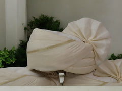 Cream Silk Baraati Pagdi with Golden Border