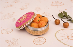 Decorative Ganpati Ladoo Container - pink