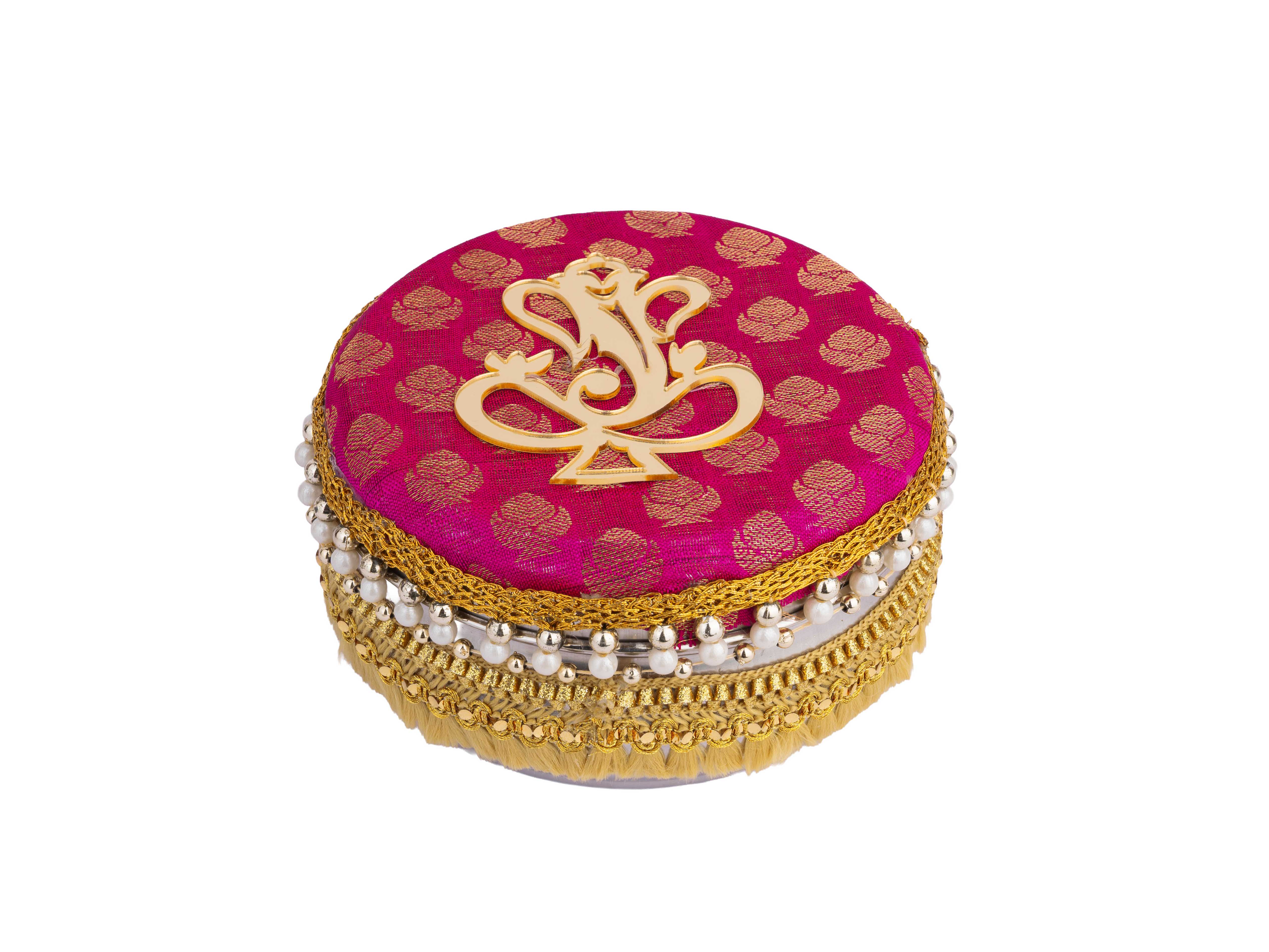 Decorative Ganpati Ladoo Container - pink