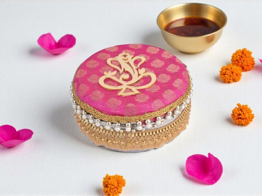 Decorative Ganpati Ladoo Container - pink
