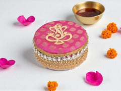 Decorative Ganpati Ladoo Container - pink