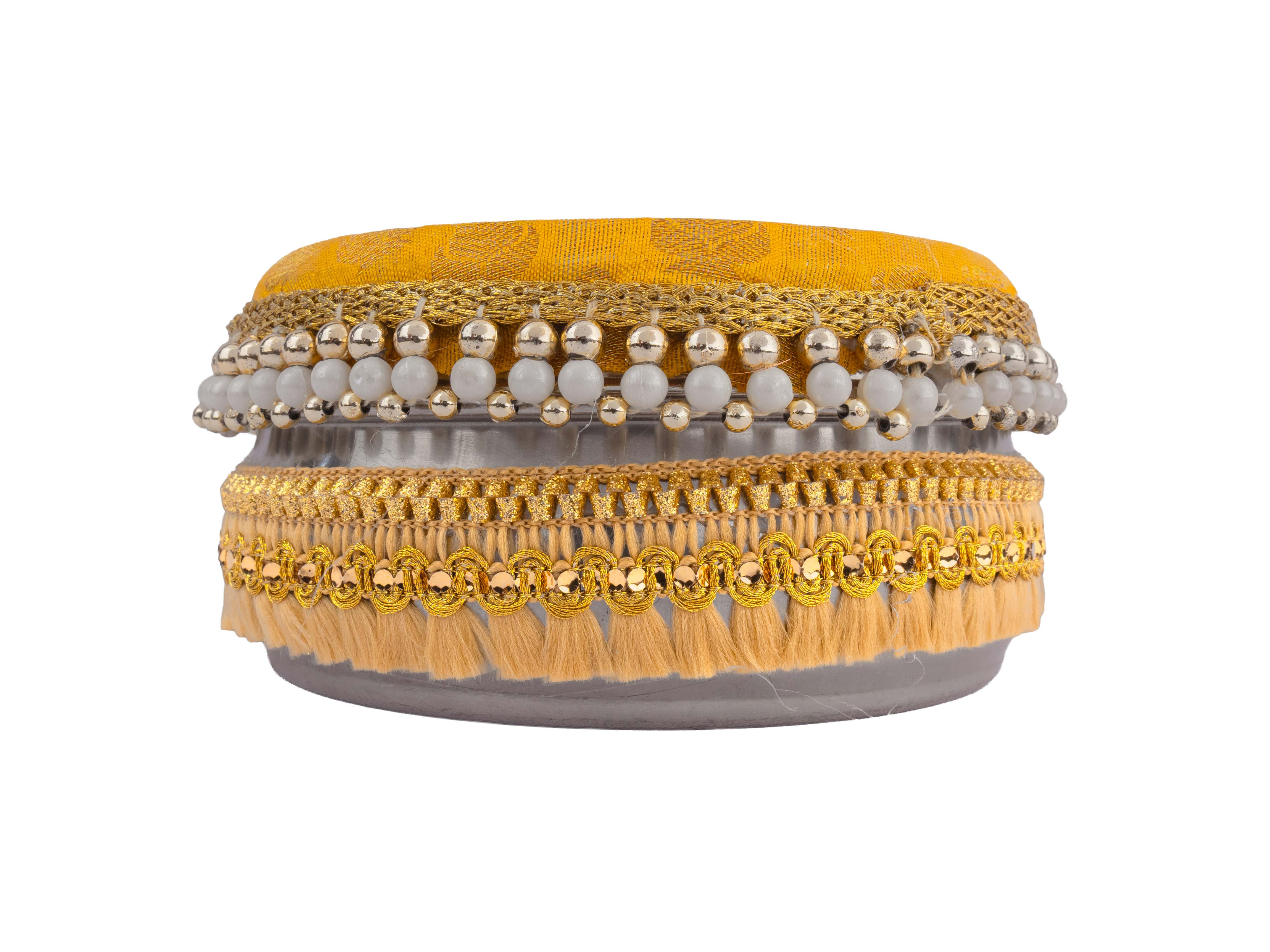 Decorative Ganpati Ladoo Container - Yellow