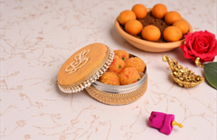 Decorative Ganpati Ladoo Container - Yellow