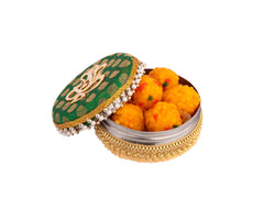 Decorative Ganpati Ladoo Container - green (pack of 2)