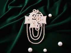 Royal Pearl & Kundan Groom's Brooch - Peach