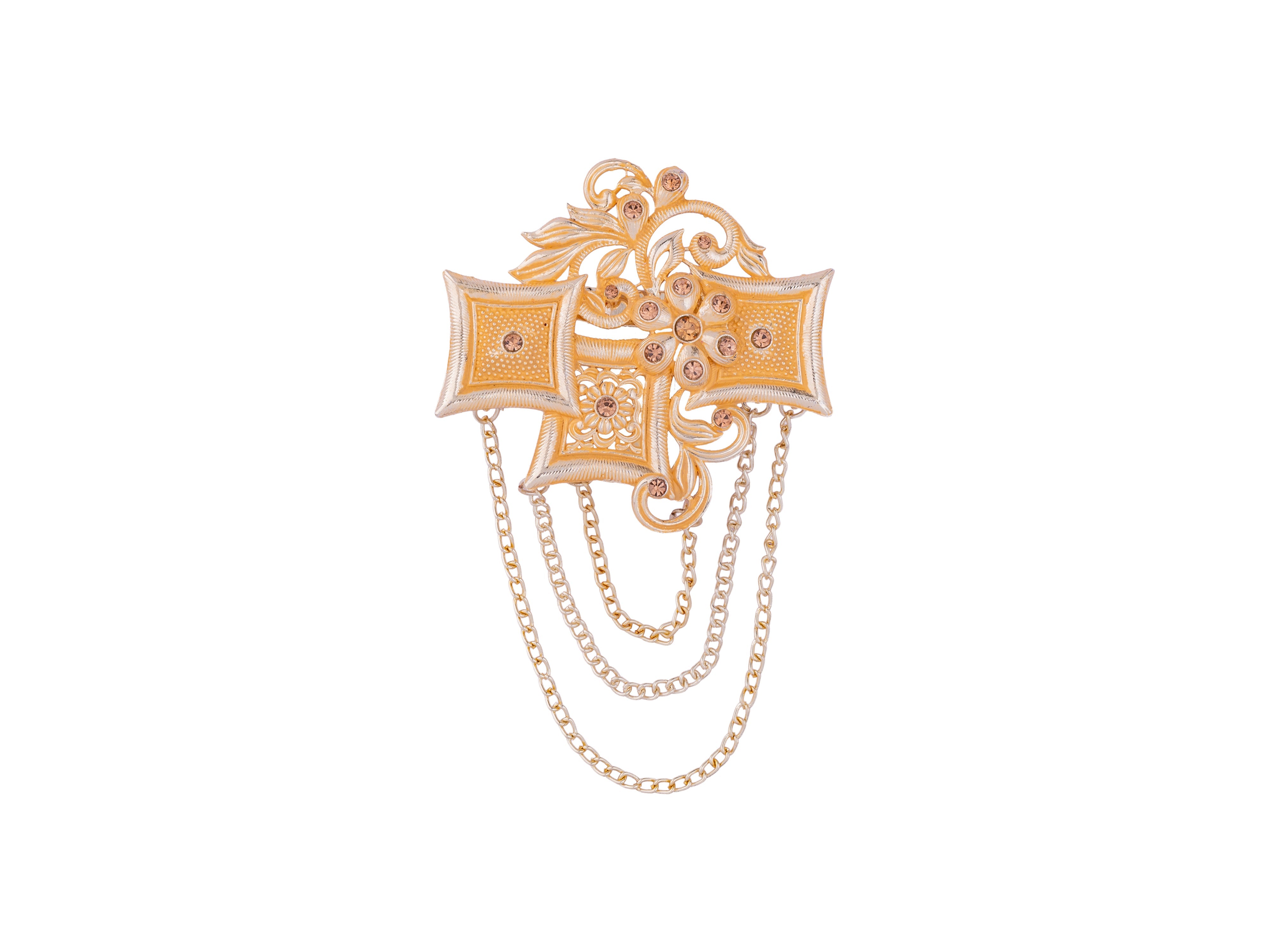 Royal Pearl & Kundan Groom's Brooch - Peach