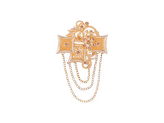 Royal Pearl & Kundan Groom's Brooch - Peach