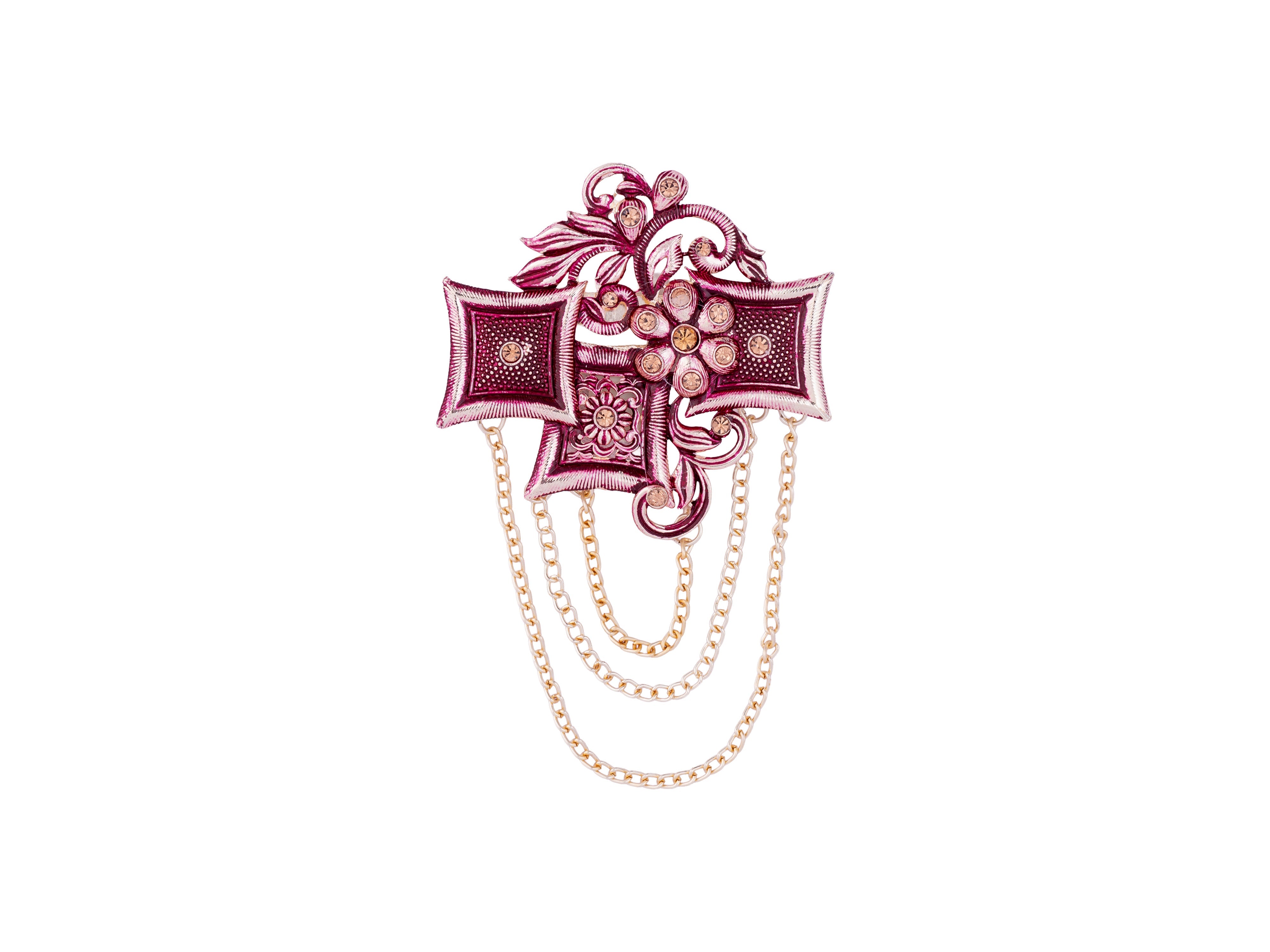 Royal Pearl & Kundan Groom's Brooch - Peach