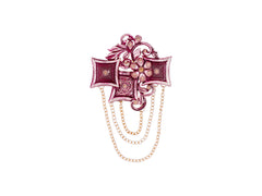Royal Pearl & Kundan Groom's Brooch - Peach
