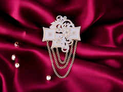 Royal Pearl & Kundan Groom's Brooch - Peach