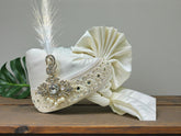 Hand-Tied Elegance in style Groom Pagdi with Embroidered Safa and Pearl Kalgi