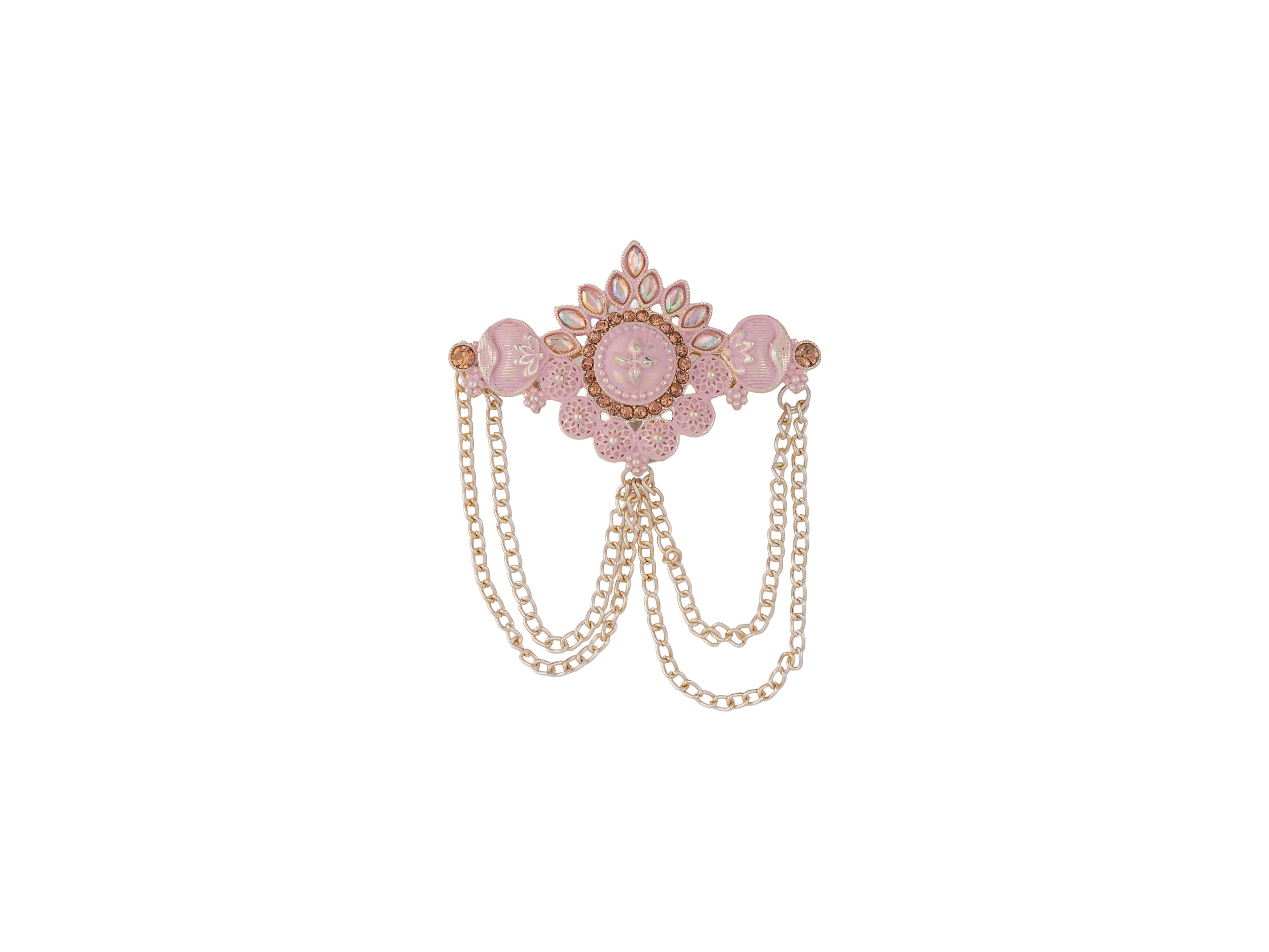 Royal Pearl & Kundan Groom's Brooch - Peach