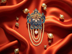 Royal Pearl & Kundan Groom's Brooch - Peach
