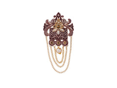 Royal Pearl & Kundan Groom's Brooch - Peach
