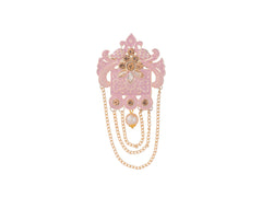 Royal Pearl & Kundan Groom's Brooch - Peach