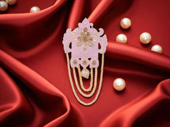 Royal Pearl & Kundan Groom's Brooch - Peach