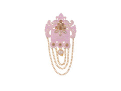 Royal Pearl & Kundan Groom's Brooch - Peach