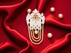 Royal Pearl & Kundan Groom's Brooch - Peach
