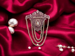 Elegant Groom's Brooch with Chain Detailing - Pink