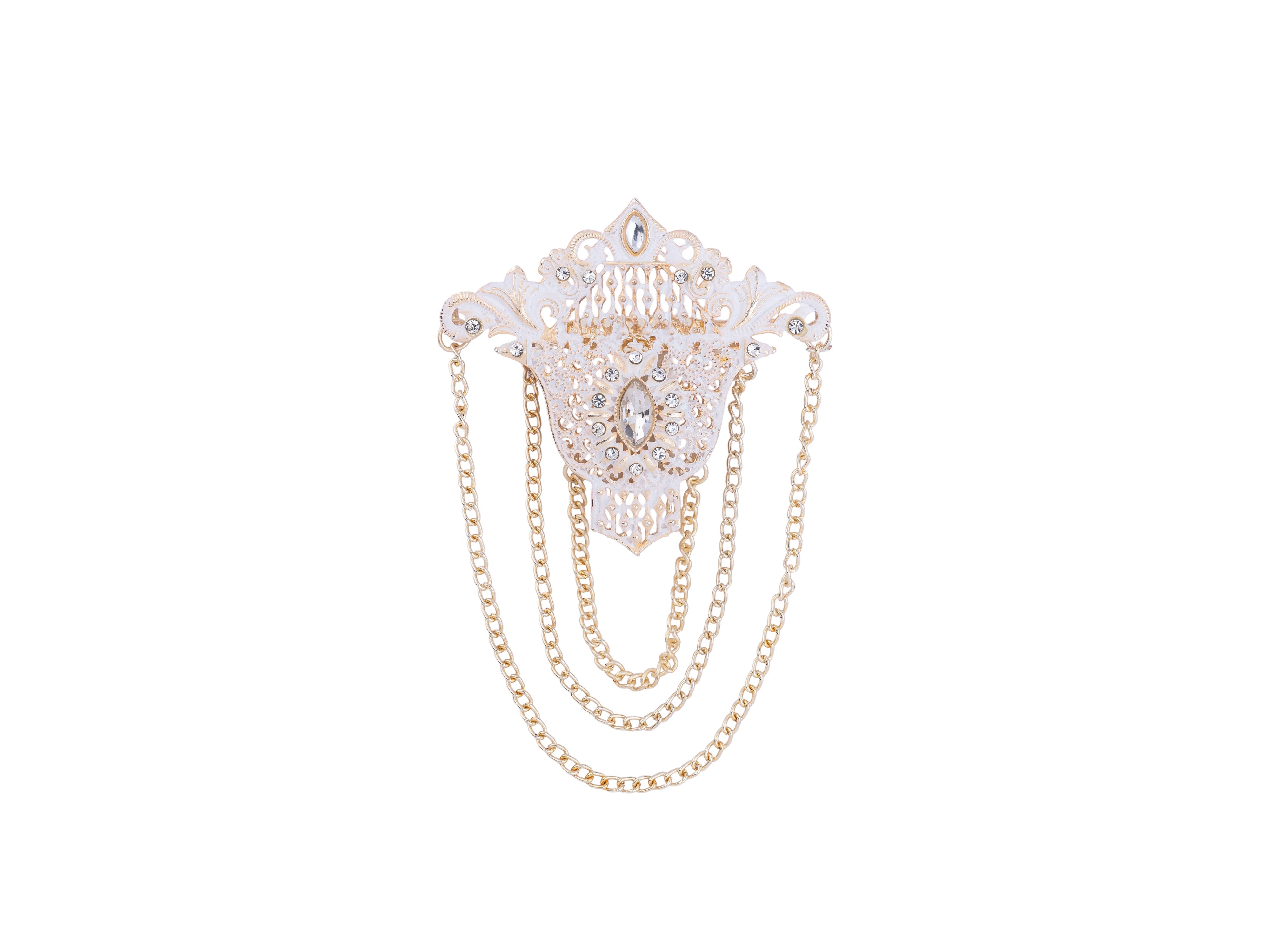 Elegant Groom's Brooch with Chain Detailing - Pink