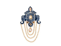 Royal Pearl & Kundan Groom's Brooch - Peach