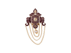 Royal Pearl & Kundan Groom's Brooch - Peach