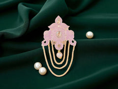 Royal Pearl & Kundan Groom's Brooch - Peach