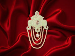 Royal Pearl & Kundan Groom's Brooch - Peach