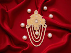 Royal Pearl & Kundan Groom's Brooch - Peach