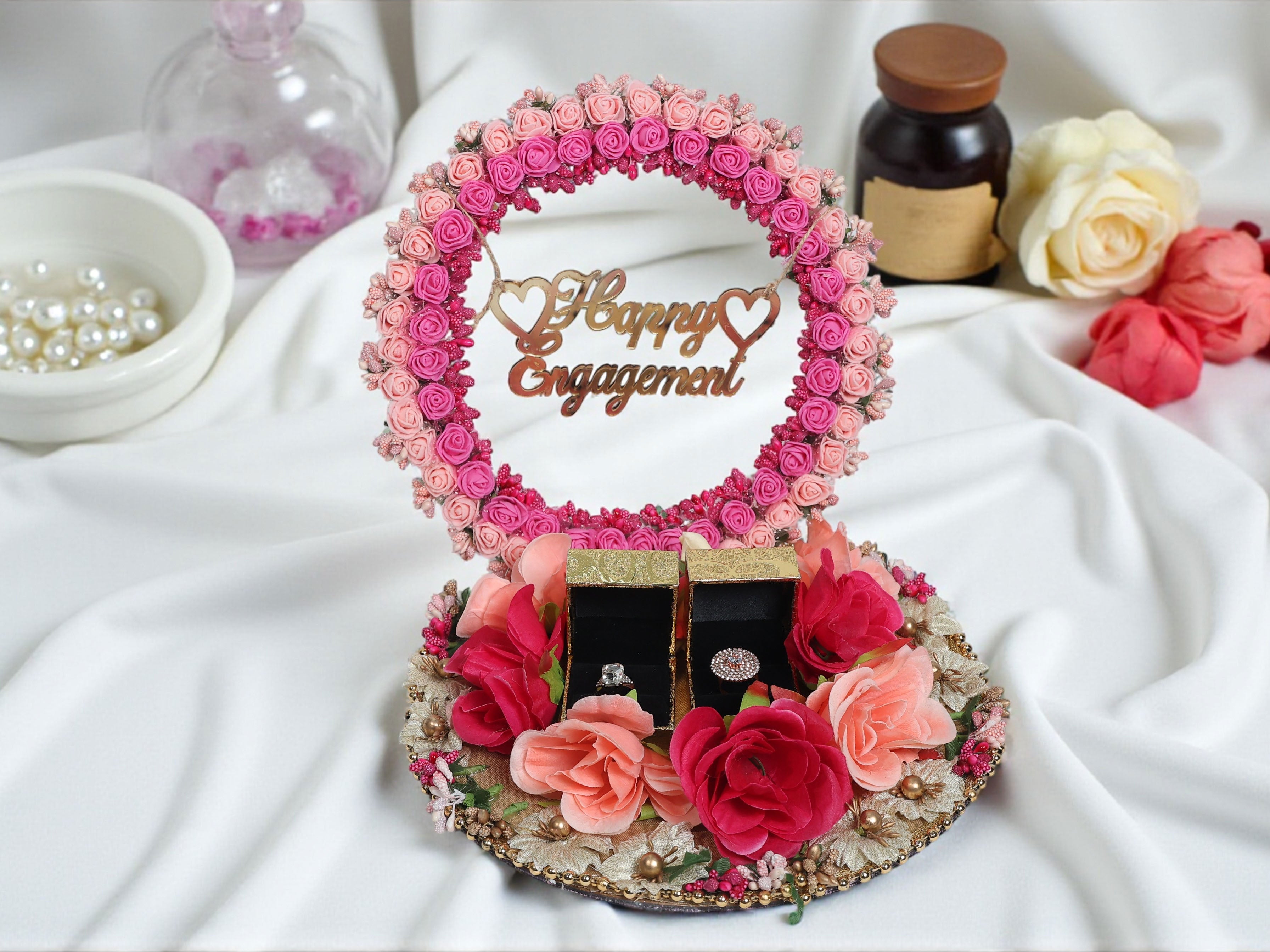 Floral Bliss Engagement Ring Platter - Peach