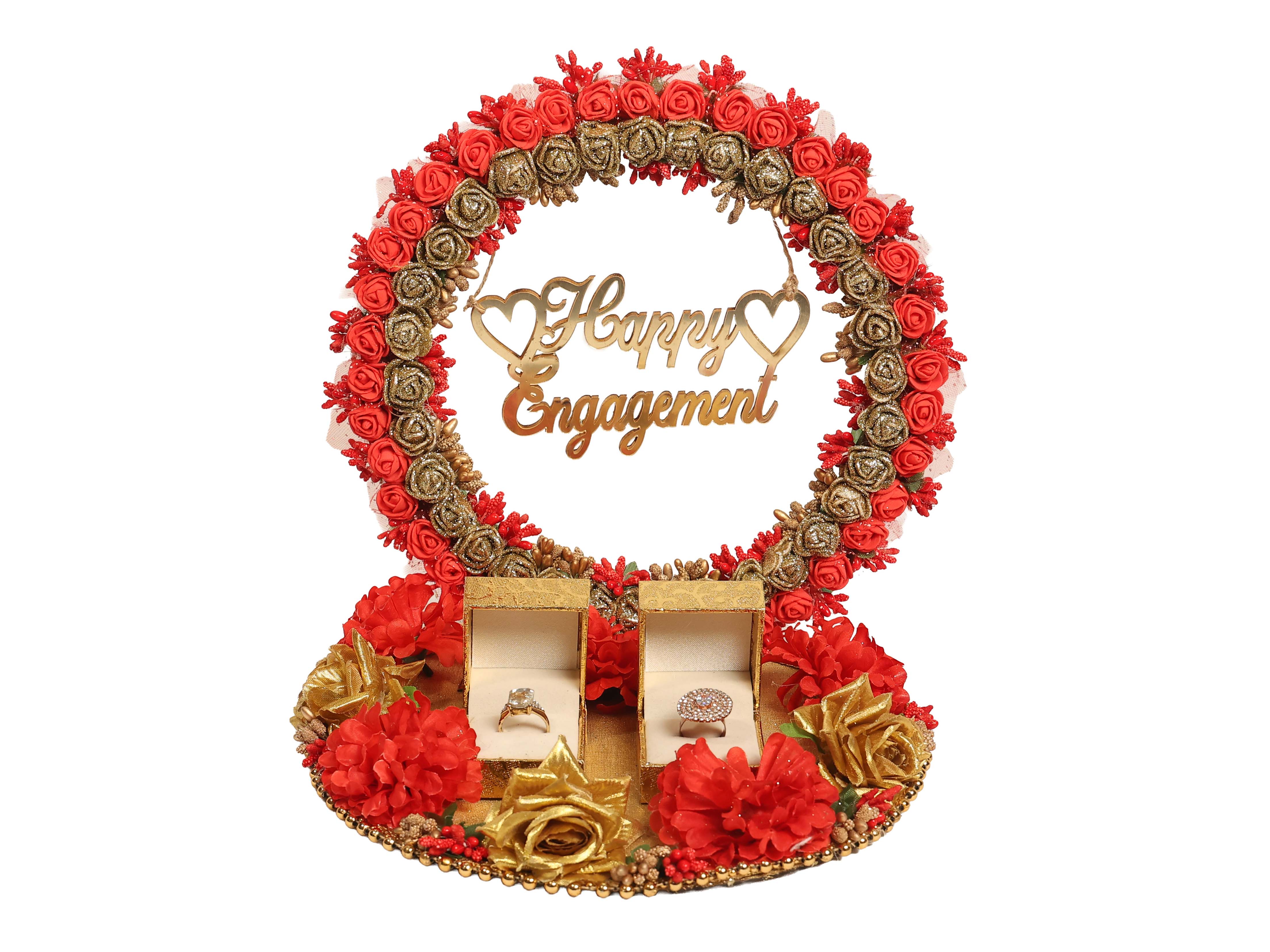 Floral Bliss Engagement Ring Platter - Red