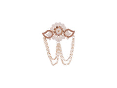 Floral Designer Groom's Brooch with Dual Chain - Peach