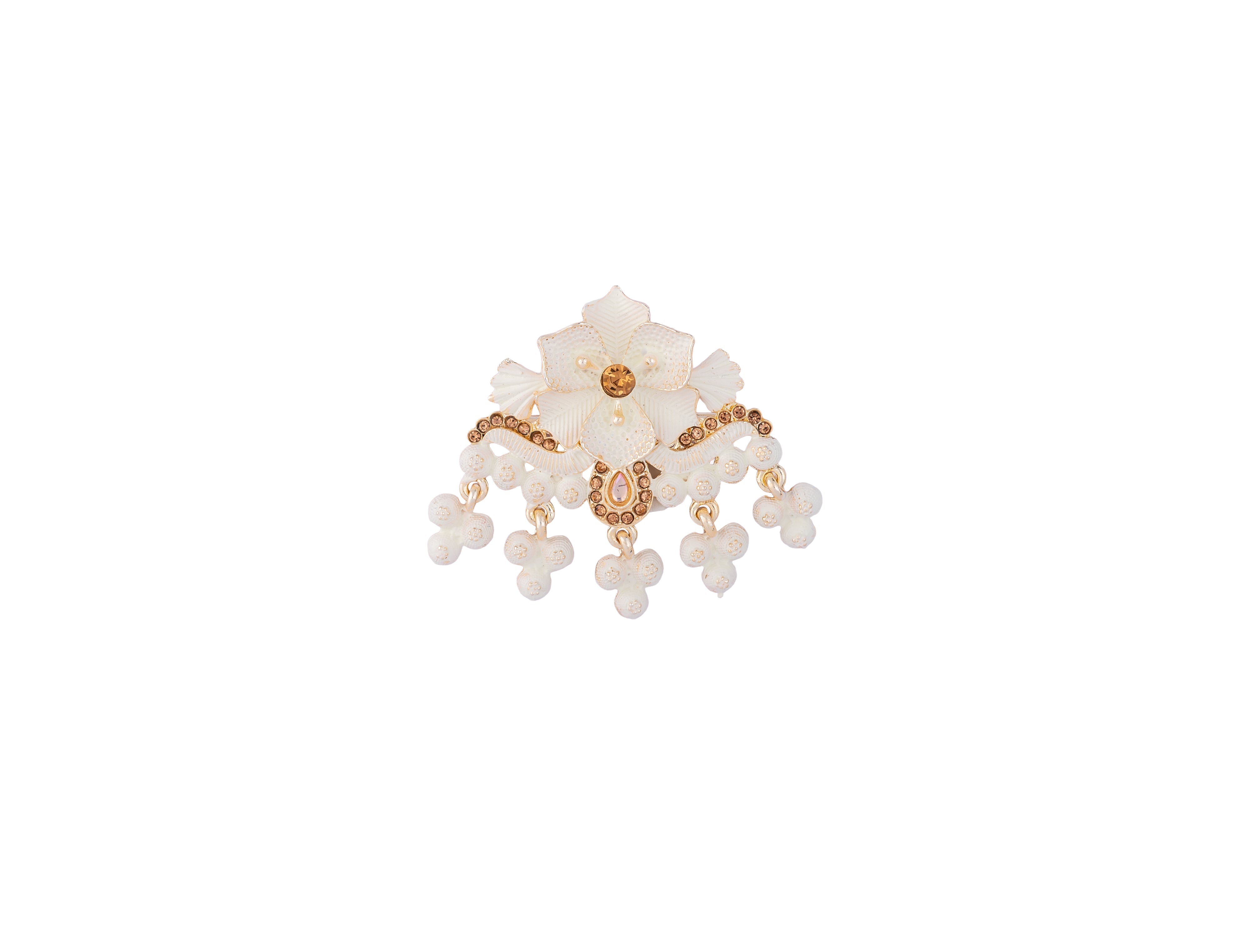 Royal Pearl & Kundan Groom's Brooch - Peach