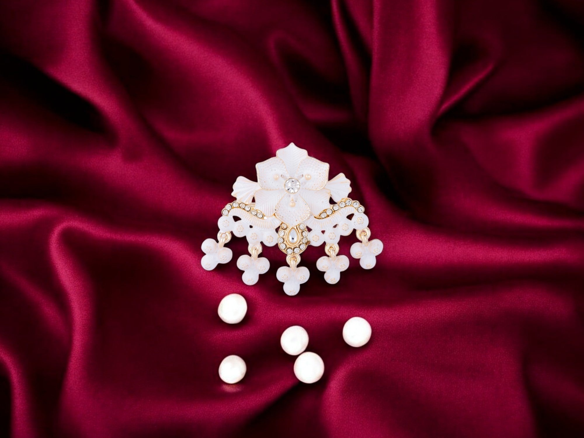 Royal Pearl & Kundan Groom's Brooch - Peach