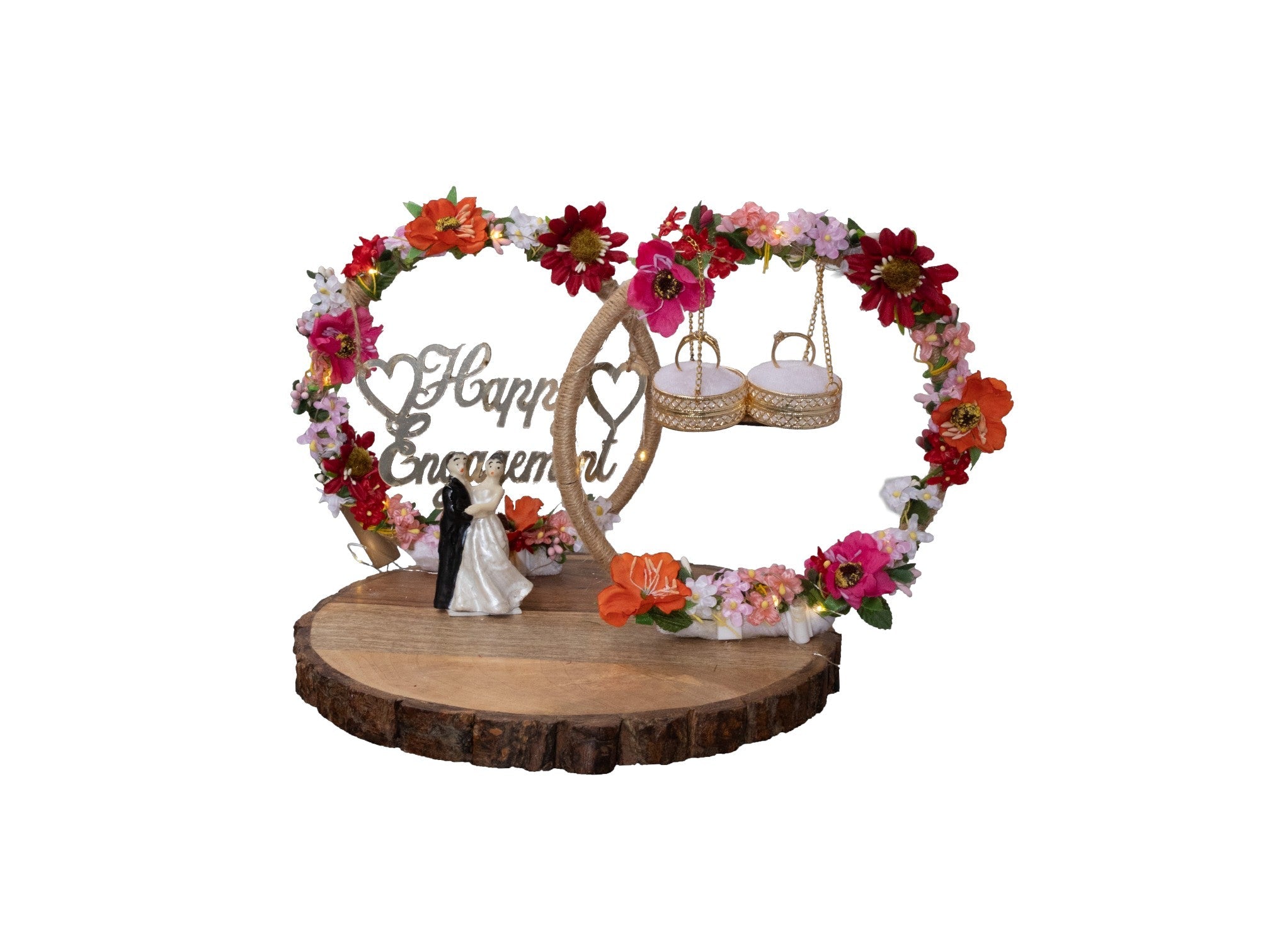 Floral Heart Design & Figurine Engagement Ring Platter