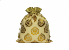 Traditional Beige & Gold Brocade Potli Bag (pack of 10))